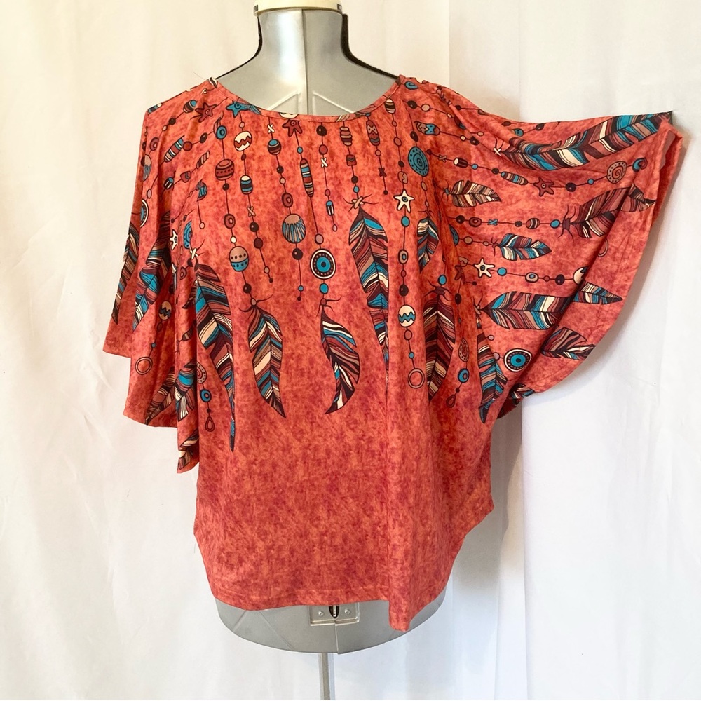 Aztec Feather Batwing Blouse